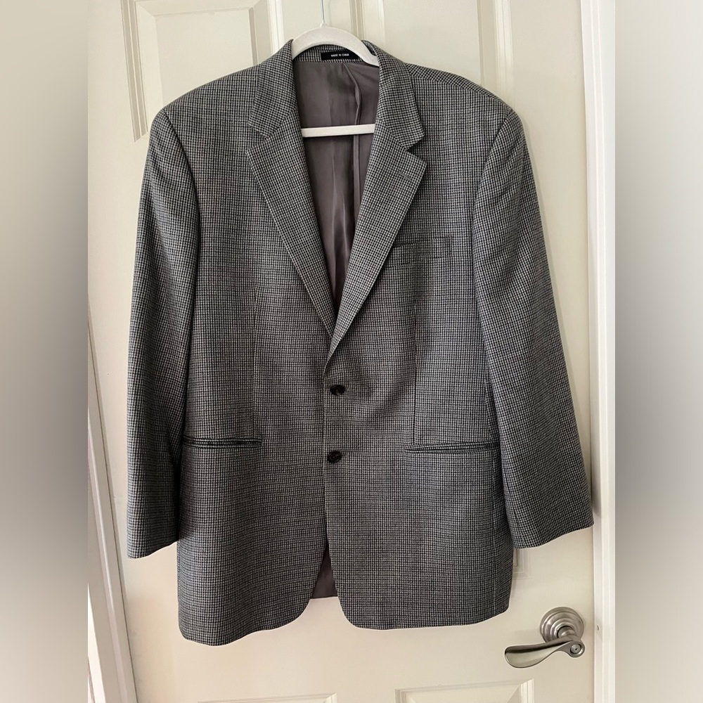 Men's Lauren Ralph Lauren Houndstooth Wool Silk Blend Blazer Gray/blue 42R